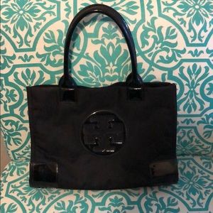 Tory Burch small black tote with sunglass case